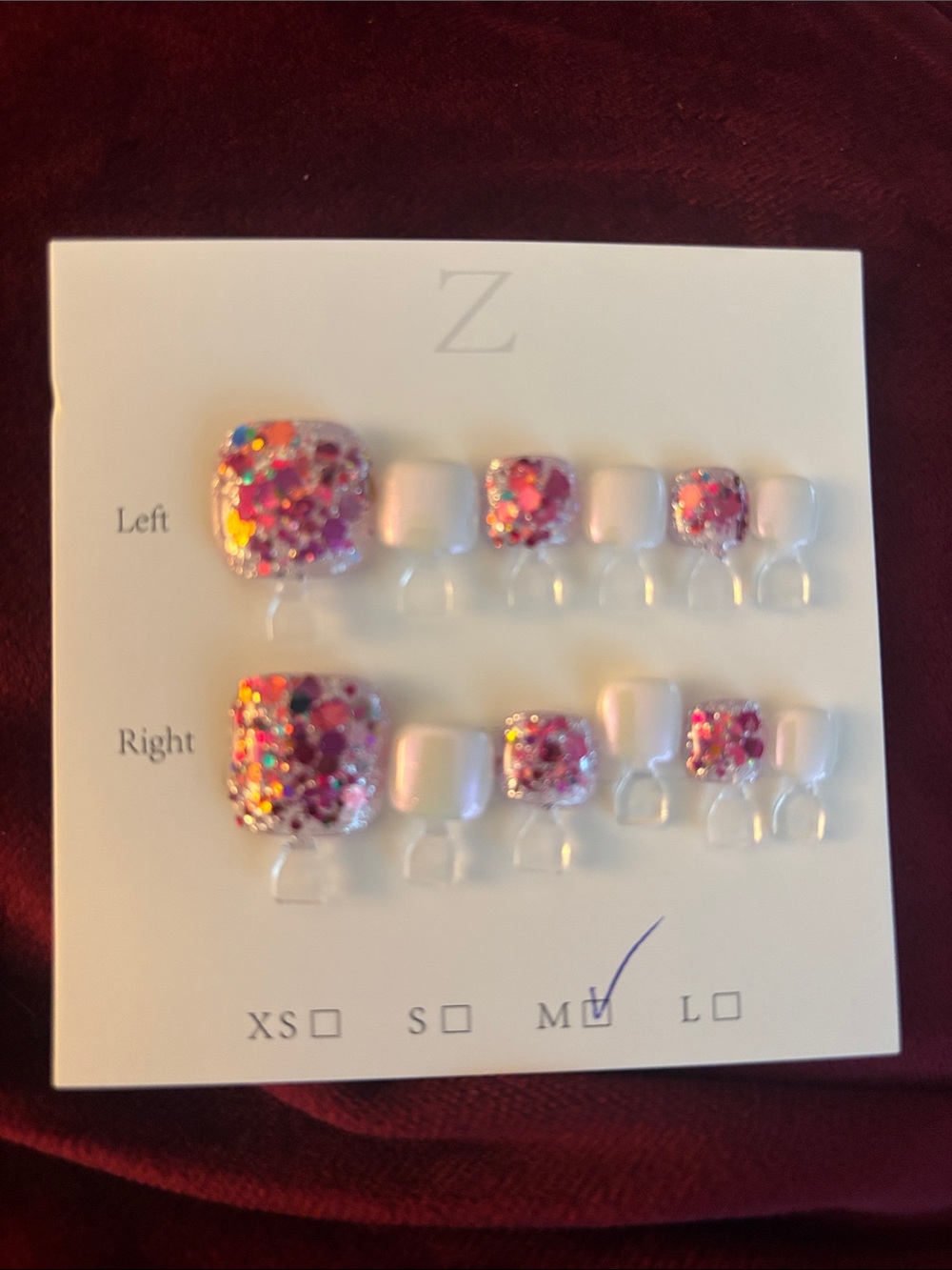 Sparkling Pink Glitter Press-On Toe Nails